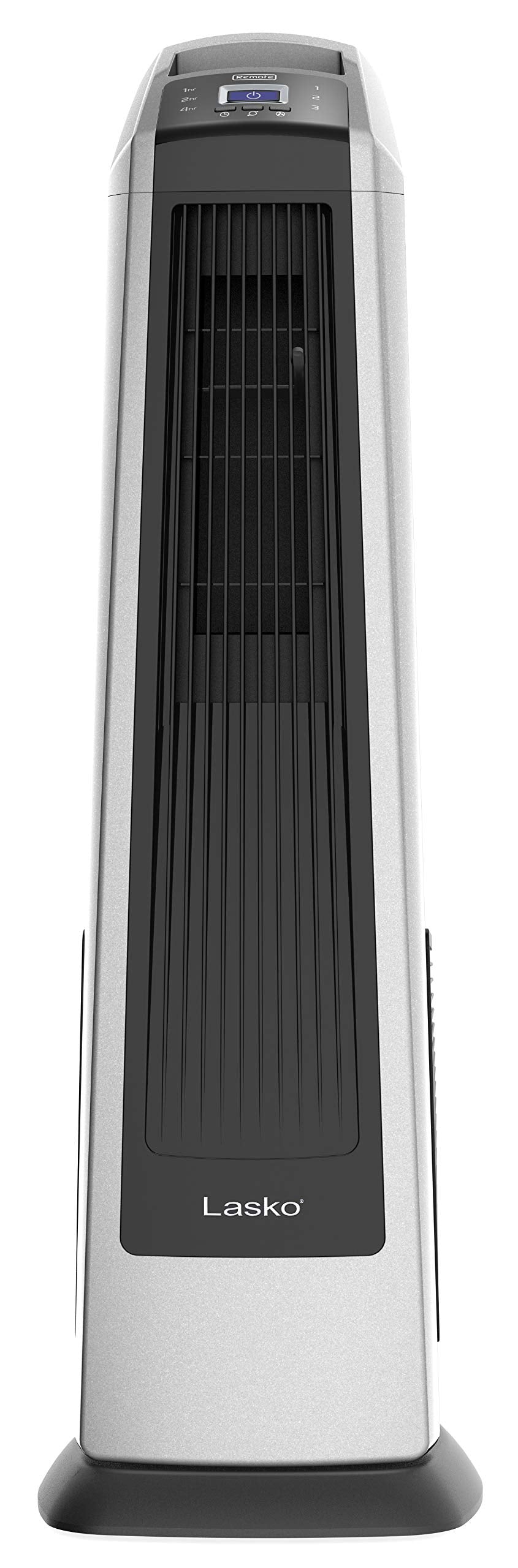 Lasko High Velocity Oscillating Tower Fan for Bedroom, Garage, Basement, and Gym with Remote Control, Timer, 3 Powerful Speeds, 35" Silver/Black, U35115