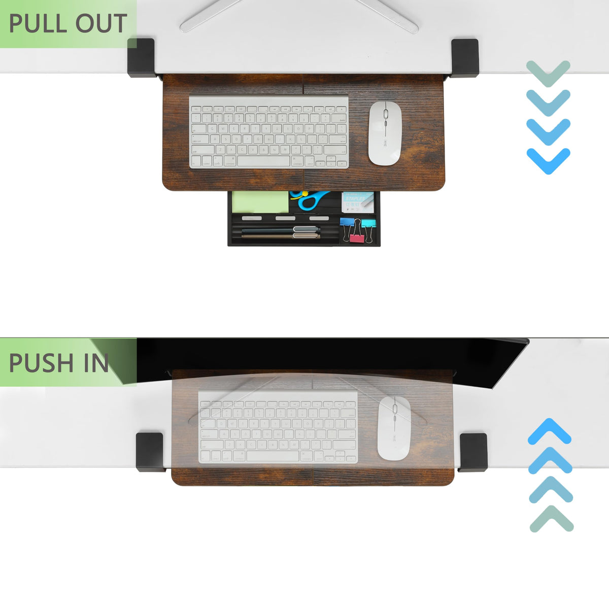 ETHU Keyboard Tray Under Desk, 19.7" X 11.81" Small Size Keyboard Drawer with C Clamp-on Mount Easy to Install, Computer Keyboard Stand Slide Pull Out, Ergonomic Keyboard Tray for Home, Office