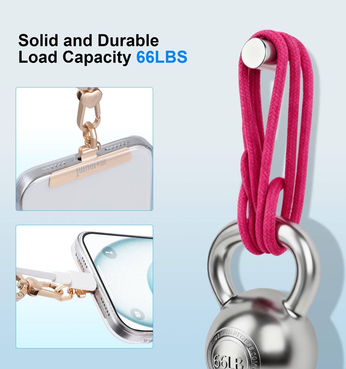 memumi 3 in 1 Phone Lanyard Crossbody, Universal Adjustable Anti Theft Phone Strap and Wrist Strap for All Phones, Premium Woven Material, Neck Lanyard for Shopping Cycling Traveling Rose