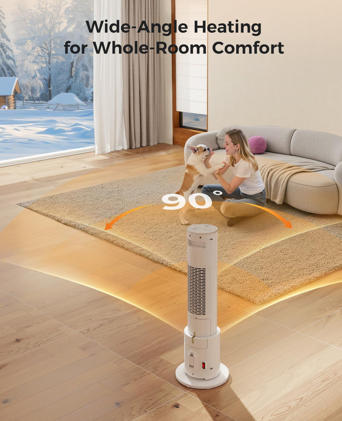 Oylus Space Heater with Humidifier - Portable Tower Heaters for Indoor Use, Remote, Adjustable Thermostat, 3 Heat Modes, Multiple Safety Protection, 12H Timer, Quiet Electric Heater for Bedroom