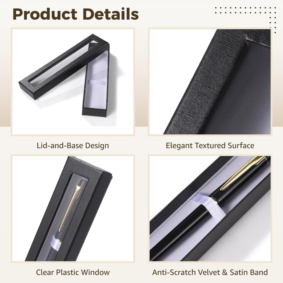 OMISTAR 60 PCS Pen Gift Box Empty Cases with Clear Lid, 3 Colors Ballpoint Pen Gift Box Pen Jewelry Display Box for Jewelry Gift Business Birthday Souvenir Office Supplies (60PCS)