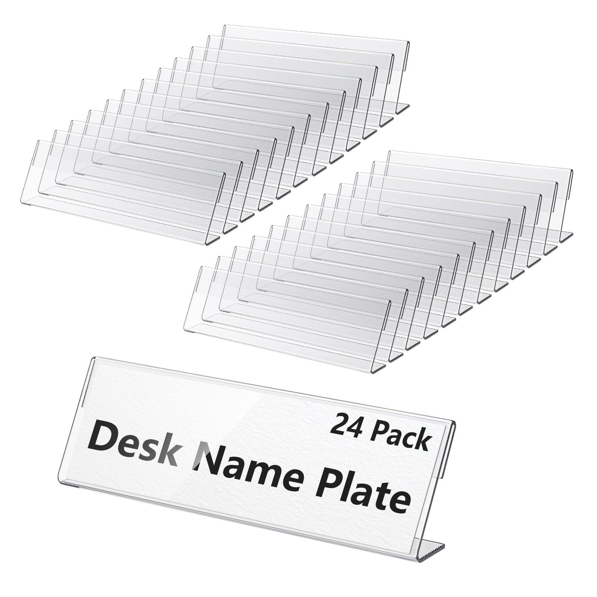 24 Pcs Acrylic Name Plates for Desk 2 X 8 Inches Name Tents for Classroom License Label Holder for Back to School Classroom Office Conference Business Meeting Table Display (24)