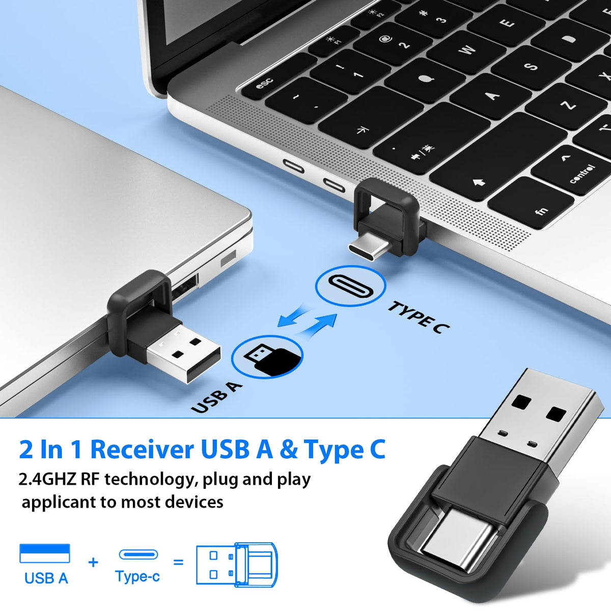 Presentation Clicker with Air Mouse - USB C Wireless Presenter Remote Clicker with Light Pointer, PowerPoint Clicker for Presentation, Computer Pointer Clicker Slide Advancer for Mac,Laptop, Black