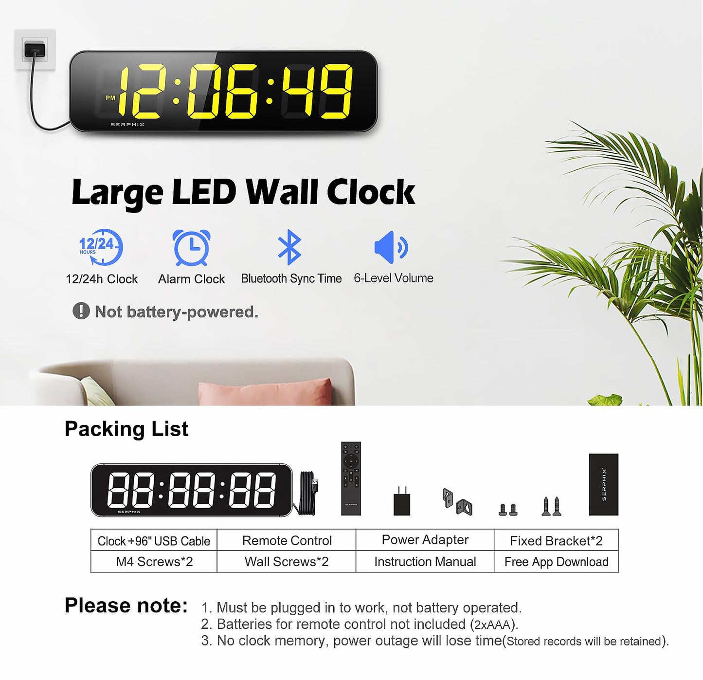 15.2" Gym Timer, Large Digital Gym Clock Wall with App & Remote Control, Customizable LED Colors, Count Down & Up, Stopwatch, Digital Timer for Fitness Classroom Home Garage Outdoor
