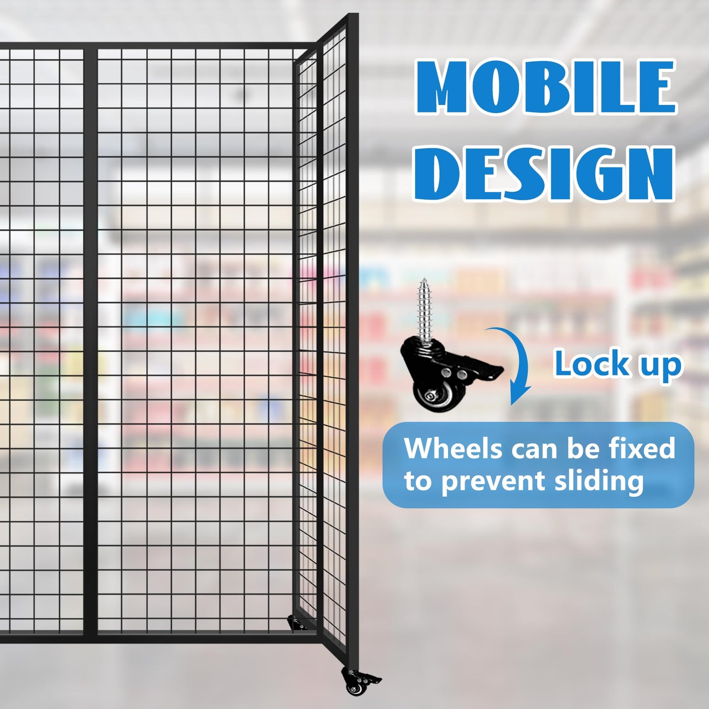 Grid Wall Panels, Grid Wall with Wheels,4x5.5Ft Gridwall Panel Display Stand,Sturdy Art Display Panels, Grid Display Stand, Black