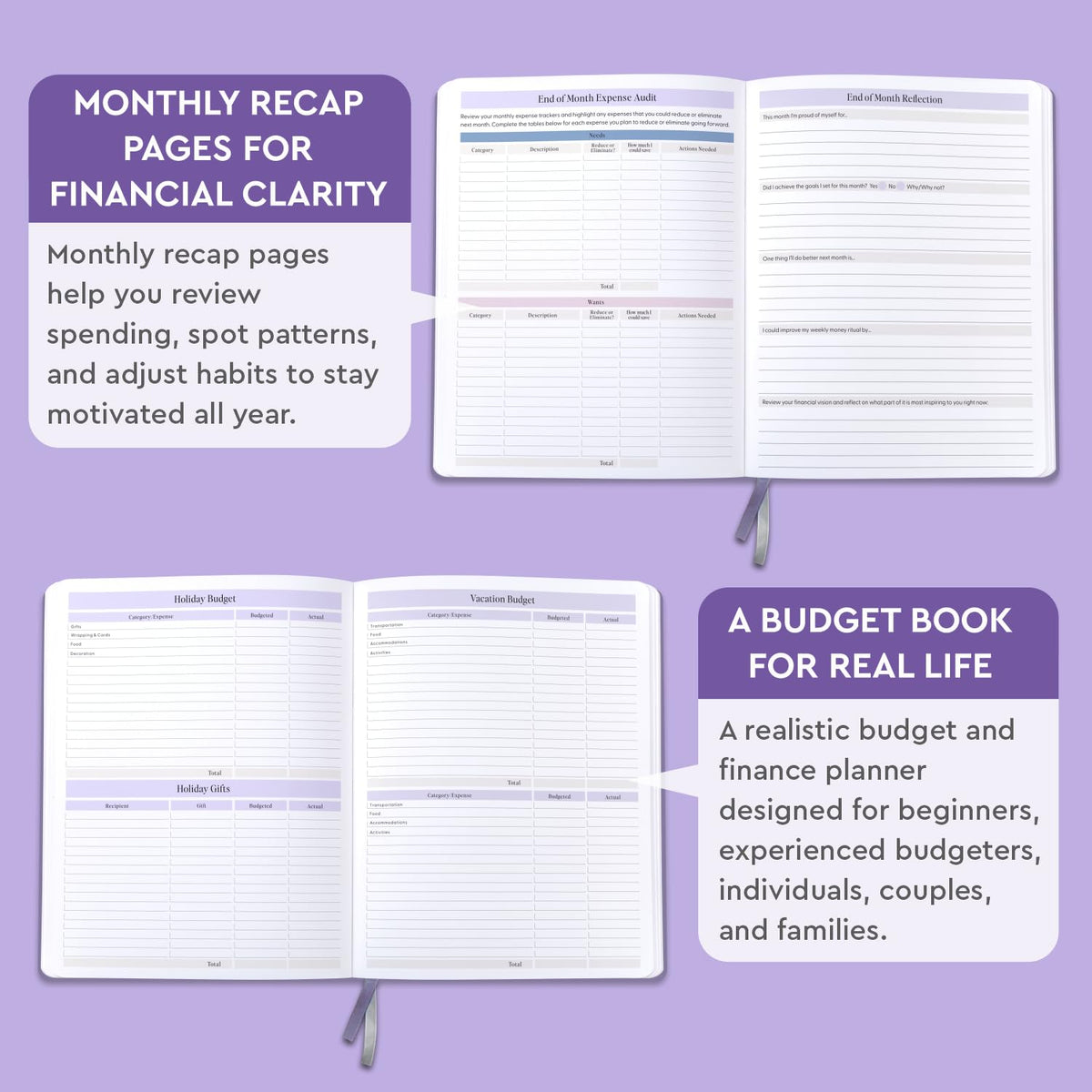 Dow Janes Planner Panda Planner Budget Planner 2026 Financial Planner – Monthly Budget Planner & Bill Payment Tracker, Expense Tracker Notebook, Budget Book, 8.5 x 11 Softcover Purple 120gsm