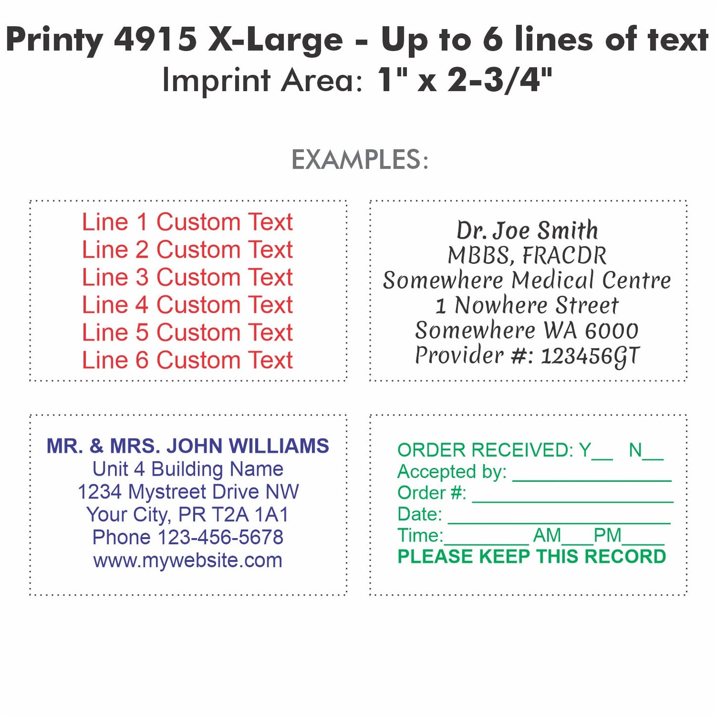 Extra Large Custom Self-Inking Personalized Return Address Stamp - Customizable Up to 6 Lines of Text - Small Business Essentials, Shipping, Work, Office Supplies, Refillable Customized Rubber Stamp