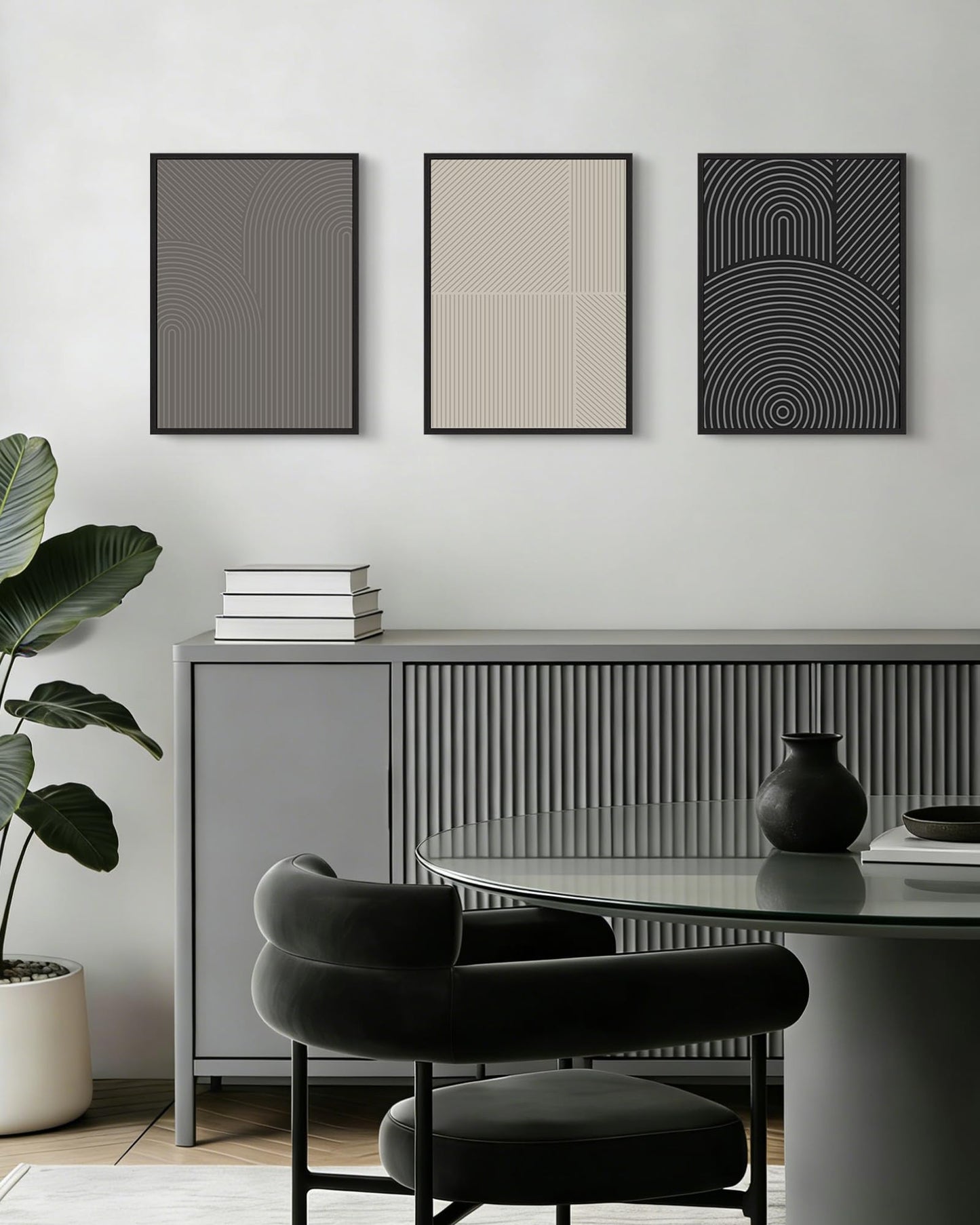 Drsoum Minimalist Abstract Wall Art Framed Modern Boho Neutral Line Wall Decor Mid Century Geometric Artwork Bedroom Living Room 11x14in Black Framed
