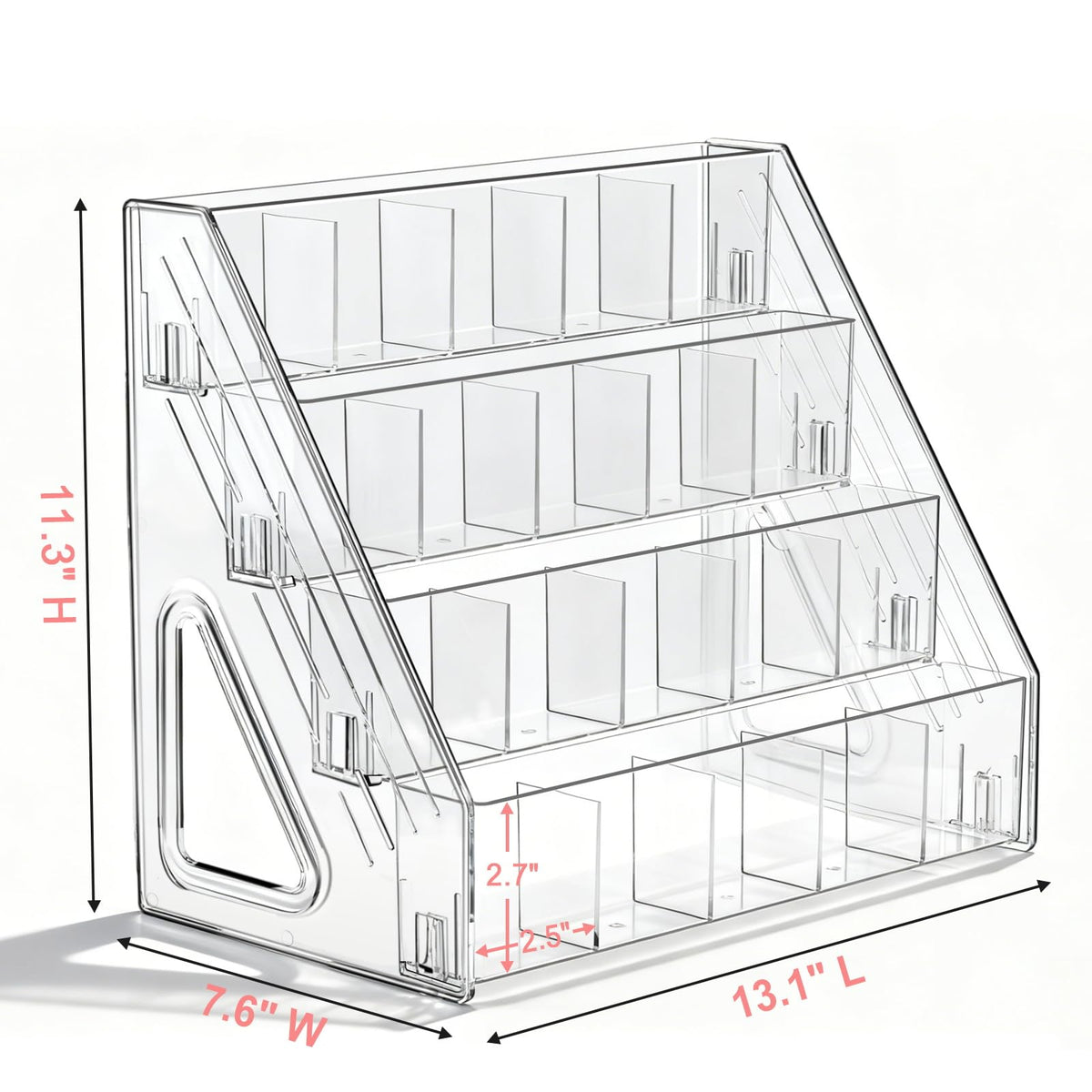 Vowcarol Pen Holder, Marker Organizer 20 Compartments, Clear Pencil Holder Space Saving, 4-Tire