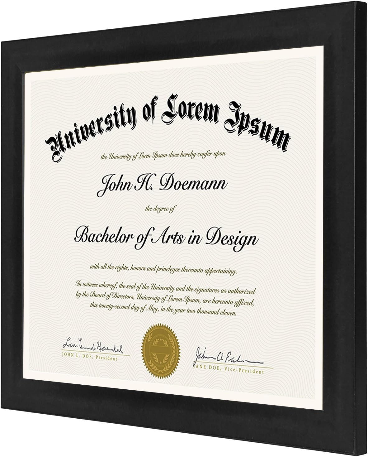 Americanflat 8.5x11 Diploma Frame with Shatter-Resistant Glass - Document Frames with Engineered Wood - Legacy Collection - Certificate Frame for Tabletop and Wall Display - Black