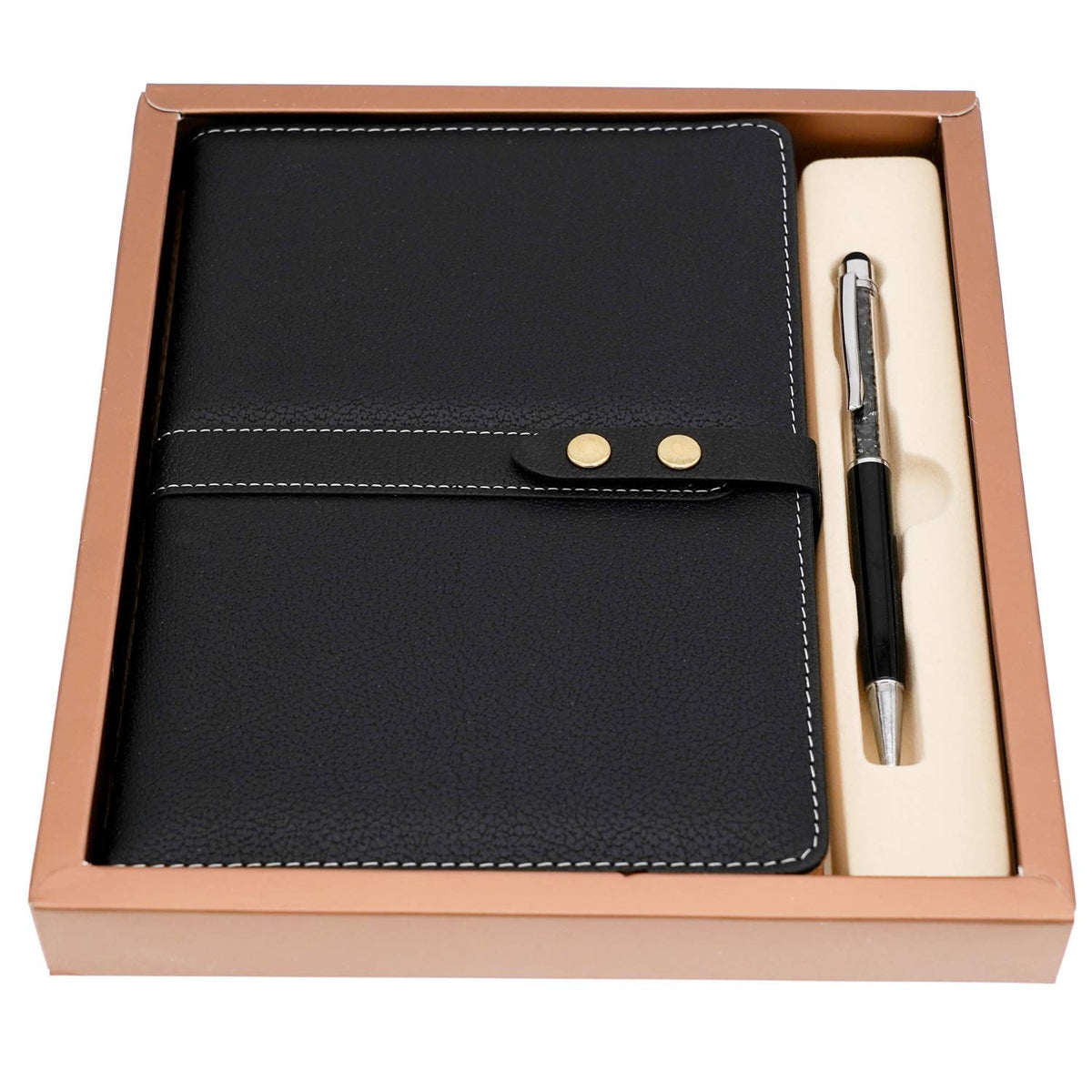 BenOpinion Hardcover Notebook Set - Thick Classic Ruled Premium Paper Notebook with Pen Loop and Pen, A5 192 Pages, Soft Faux Leather Hardcover Cover with Buckle(Black)