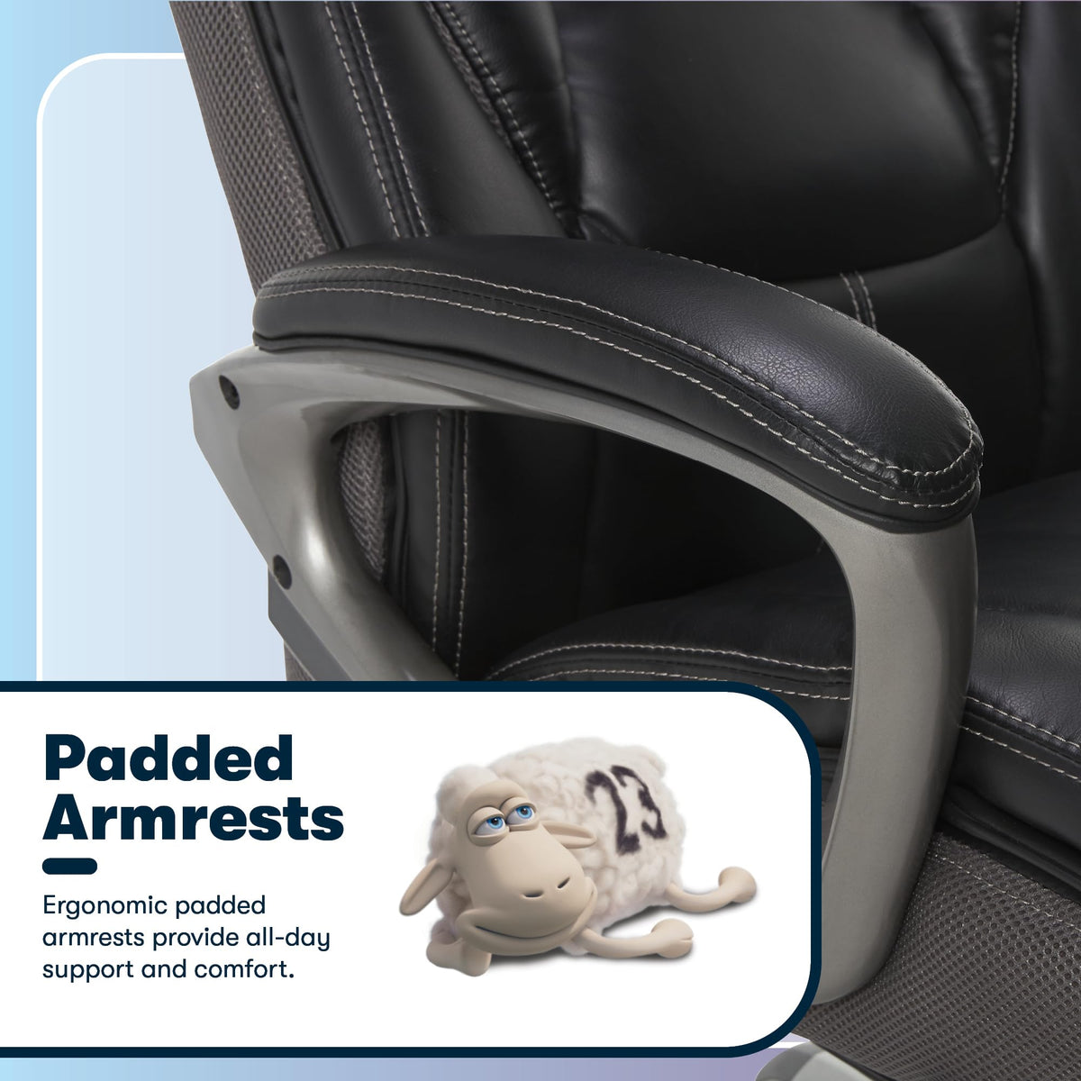 Serta Lautner Executive Home Office Desk Chair, Ergonomic High-Back with Adjustable Lumbar & Body Pillows, SmartLayers and ComfortCoils Technology, Mesh and Bonded Leather, Black/ Gray