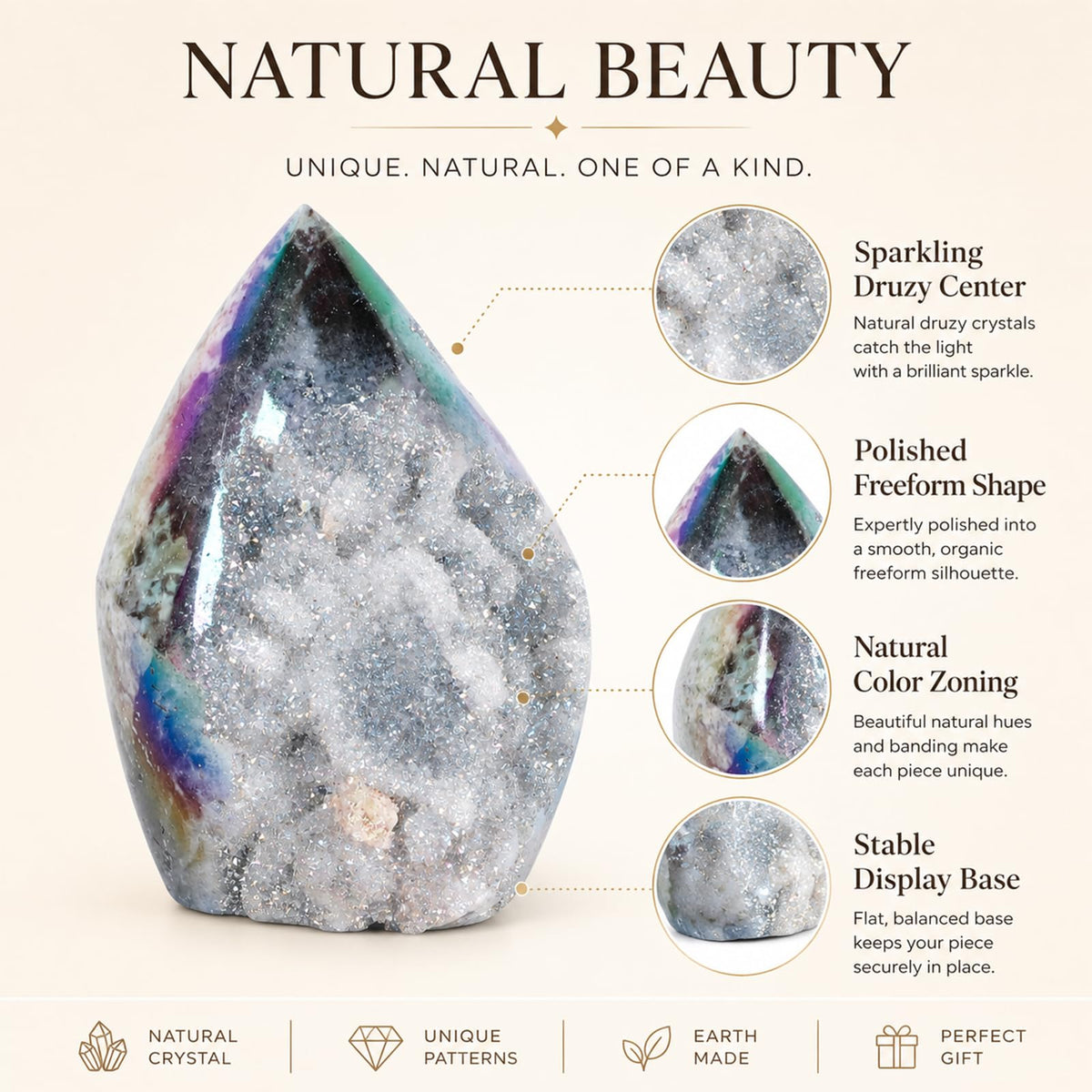 GYHPD 0.44-0.66 LB Aura Angel Sphalerite Crystal Cluster Chunk - Aura Geode Crystal Tower - Crystal Ornament Collection Gift - Witch Altar Decor - Home Decoration Crystal Specimen