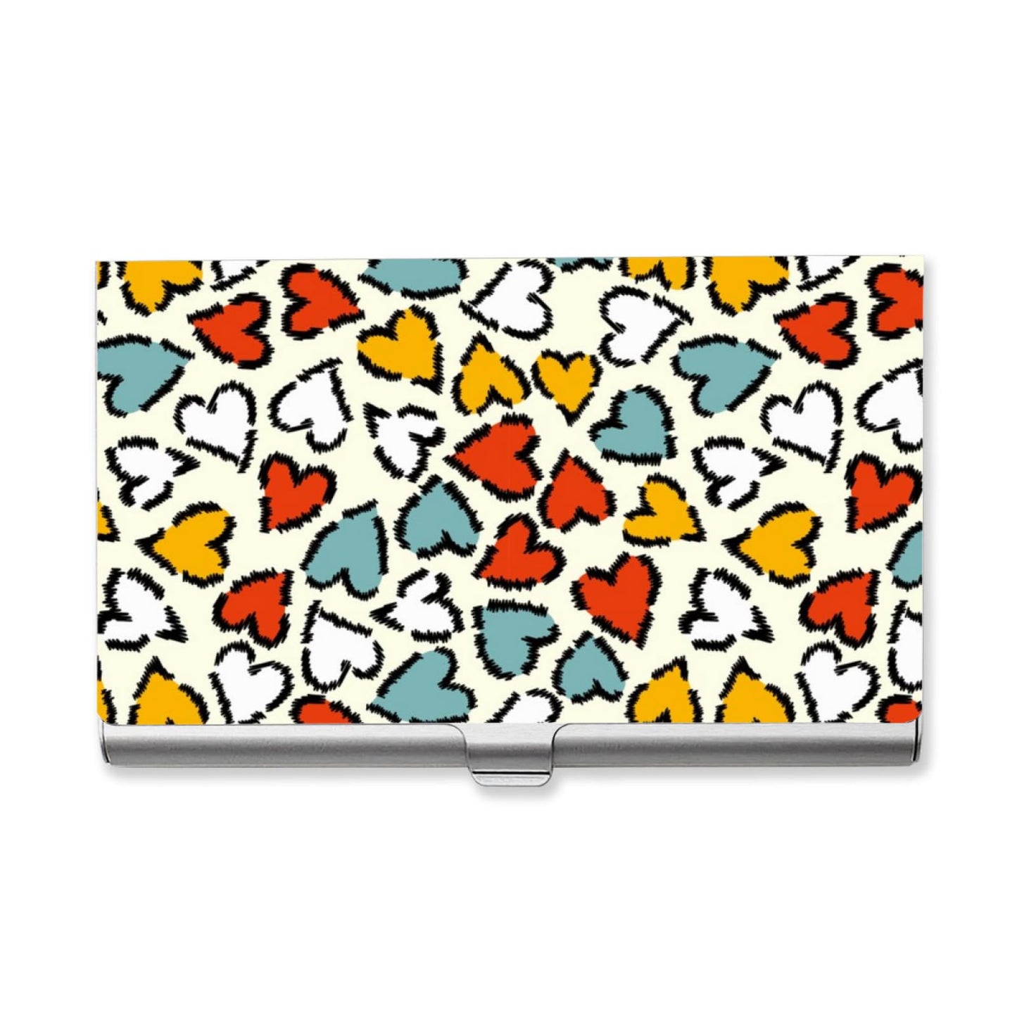 ENSFTF Sleek Metal Business Card Holder - Ultra-Thin Professional Card Case for Executives | Elegant Aluminum Design for Men & Women Heart Shape Pattern