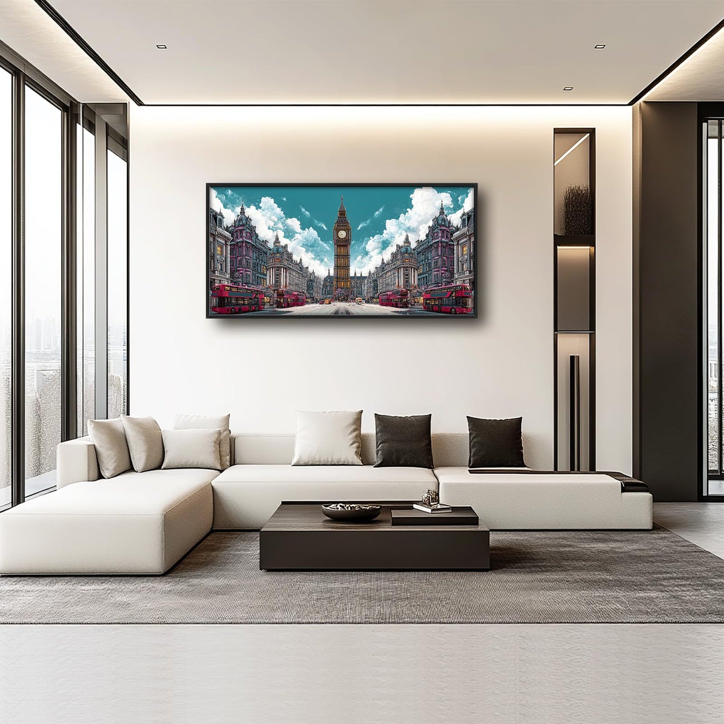 Large Wall Art For Living Room London Big Ben Canvas Wall Decor England Cityscape Pictures Paintings Prints Big Artwork Framed Modern Decorations For Office Bedroom Bathroom Gifts 60" x 30"