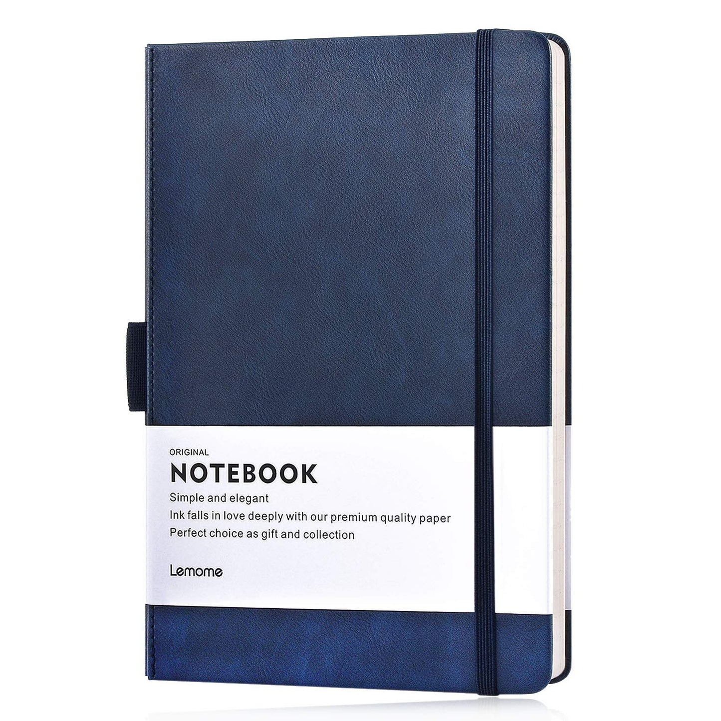 Lemome Thick Classic Notebook with Pen Loop - A5 College Ruled Hardcover Writing Notebook with Pocket + Page Dividers Gifts, Banded, Large, 180 Pages, 8.4 x 5.7 in