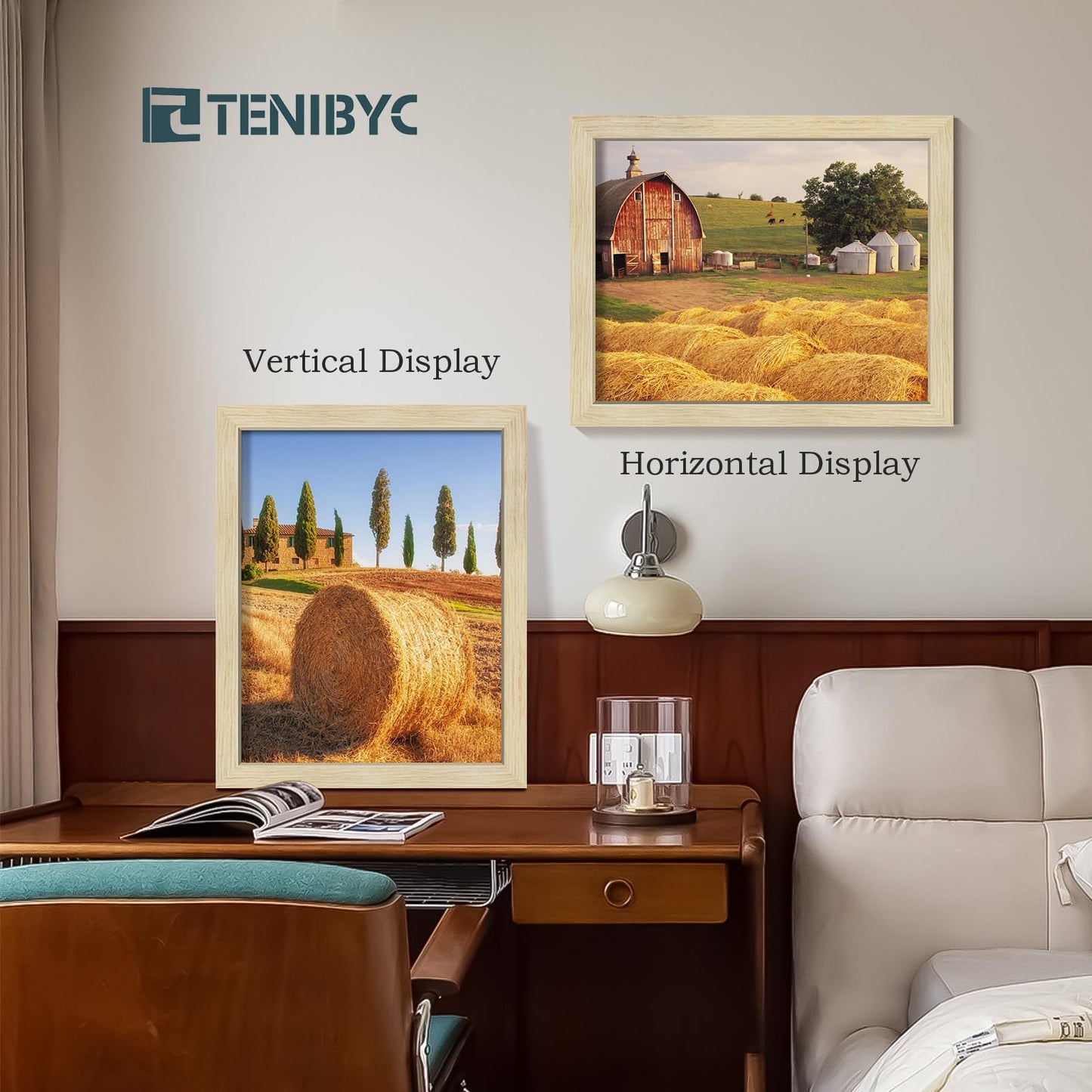 TENIBYC 11x14 Picture Frames Set - 3 Pack - Natural Oak Wood - Tempered Glass - for Wall Photos, Family Memories, Posters & Puzzles, Home Decor