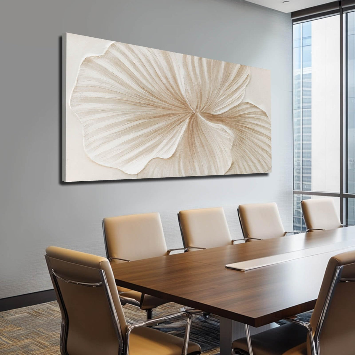 WINKAILIN Flower Wall Art Abstract Floral oil Painting Modern 29x58 White and Gold Large Canvas Artwork Minimalist Decoration for Living Room Bedroom Office Home