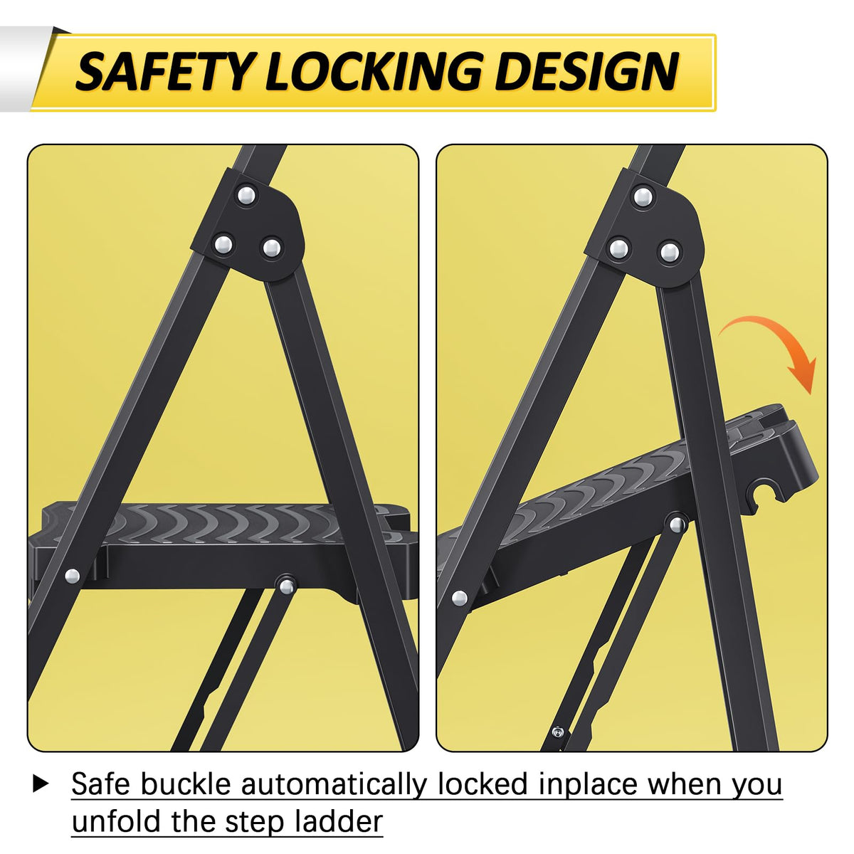 KINGRACK Step Ladder 4 Step Folding, 900lbs 4 Step Ladder with Anti-Slip Wide Pedal and Handrails, Lightwight Household Ladder, Pass 900LBS Testing, for Your Kitchen, Pantry, Closets, Office Use