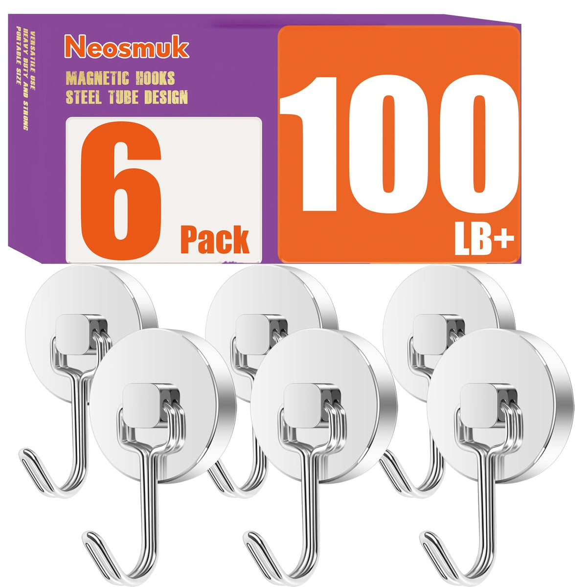 Neosmuk Magnetic Hooks, Cruise Ship Essentials, 100lb+ Swing Swivel Heavy Duty Magnetic Hooks for Cruise Cabins, Refrigerator, Grill, Hanging, and Travel,Extra Strong Must-Haves, Silver.
