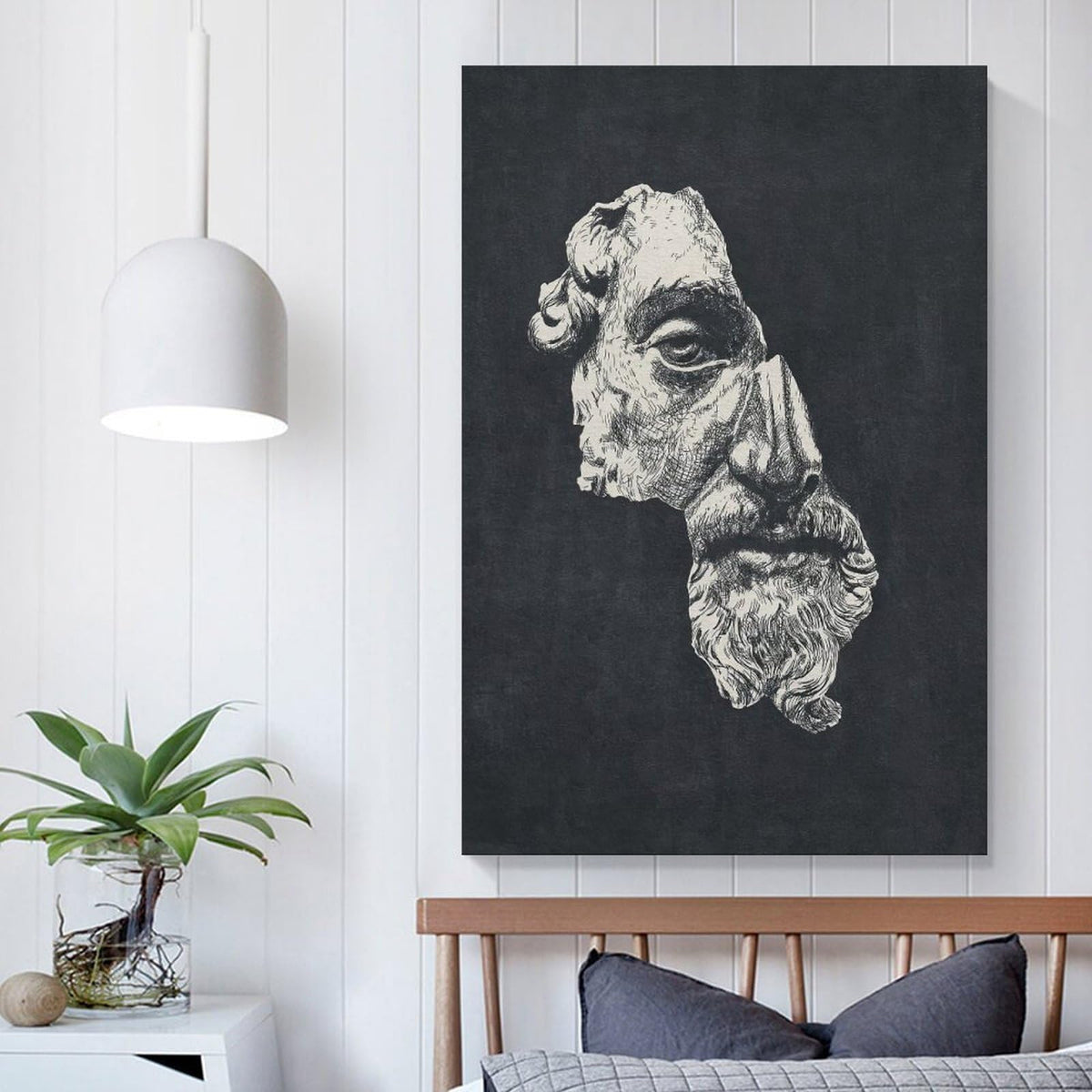 Marcus Aurelius Antoninus Ink Dark Stoic Philosophy Portrait Canvas Printing Wall Art Prints Wall Decor Posters Scandinavian Bohemian Living Room Bedroom Office Study 16x24inch(40x60cm)