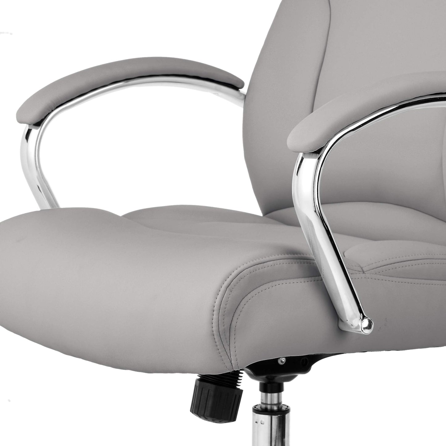 Amazon Basics Executive Desk Chair with Easy Assembly, Adjustable Height, 275lb Capacity, Wide Oversized Cushion, 29.13"D x 25.2"W x 43.11"H, Grey Bonded Leather