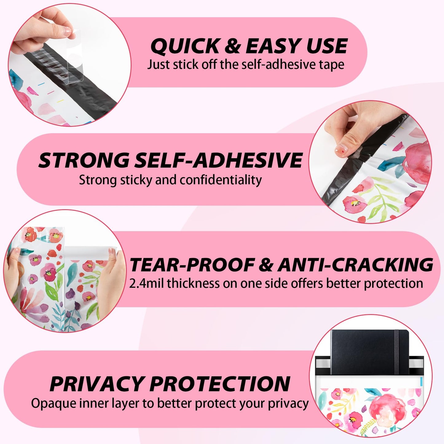 Oududianzi Poly Mailers 10x13, 100PCS Shipping Bags, Self-Seal Mailing Bags, Mailers Poly Bags, Polymailers Packaging Bags for Online Small Bussiness and Retail Stores
