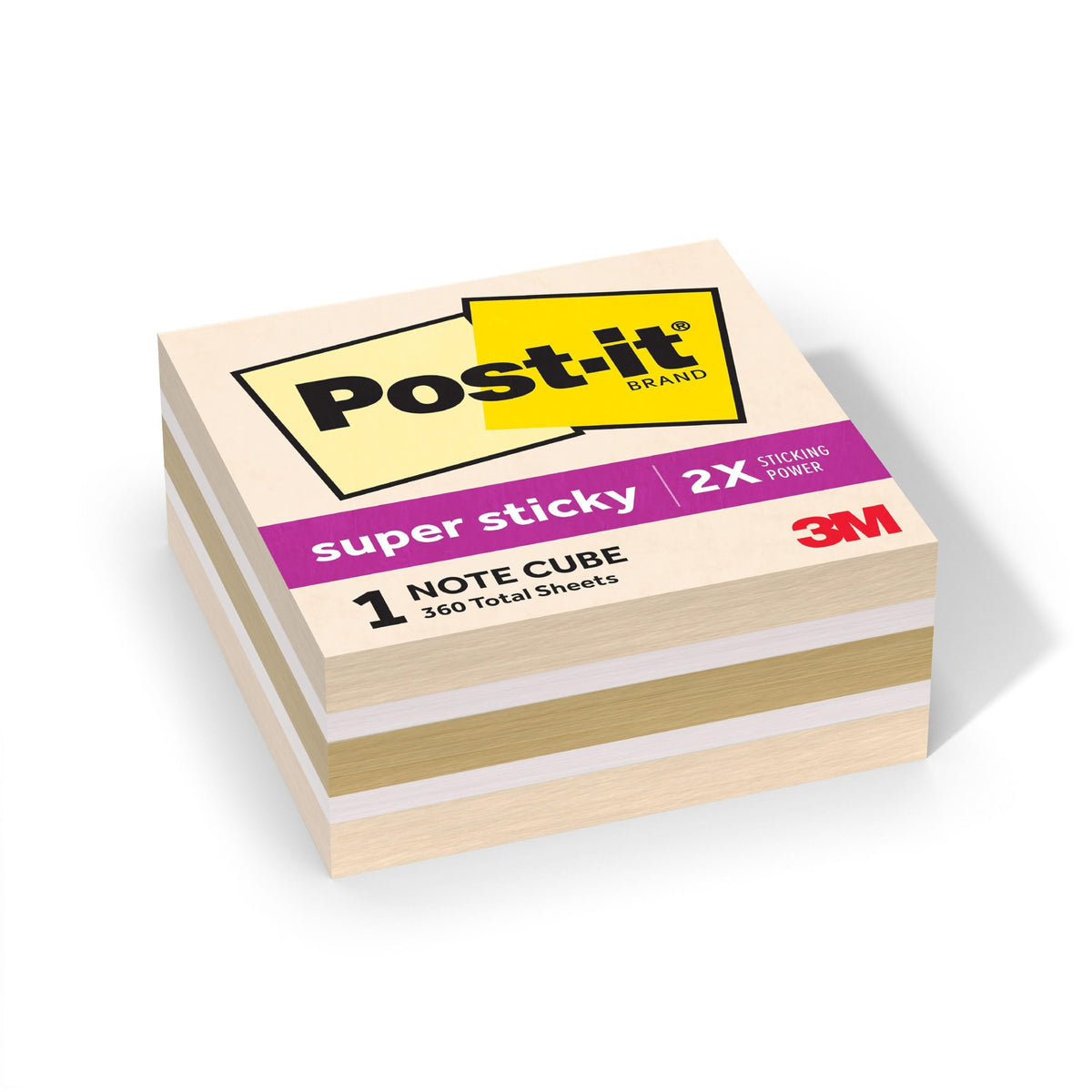 Post-it Super Sticky Notes, 1 Cube Note Sticky Notes Pad, 3 x 3 in., School Supplies and Oﬃce Supplies, 2X the Sticking Power, Neutrality Collection