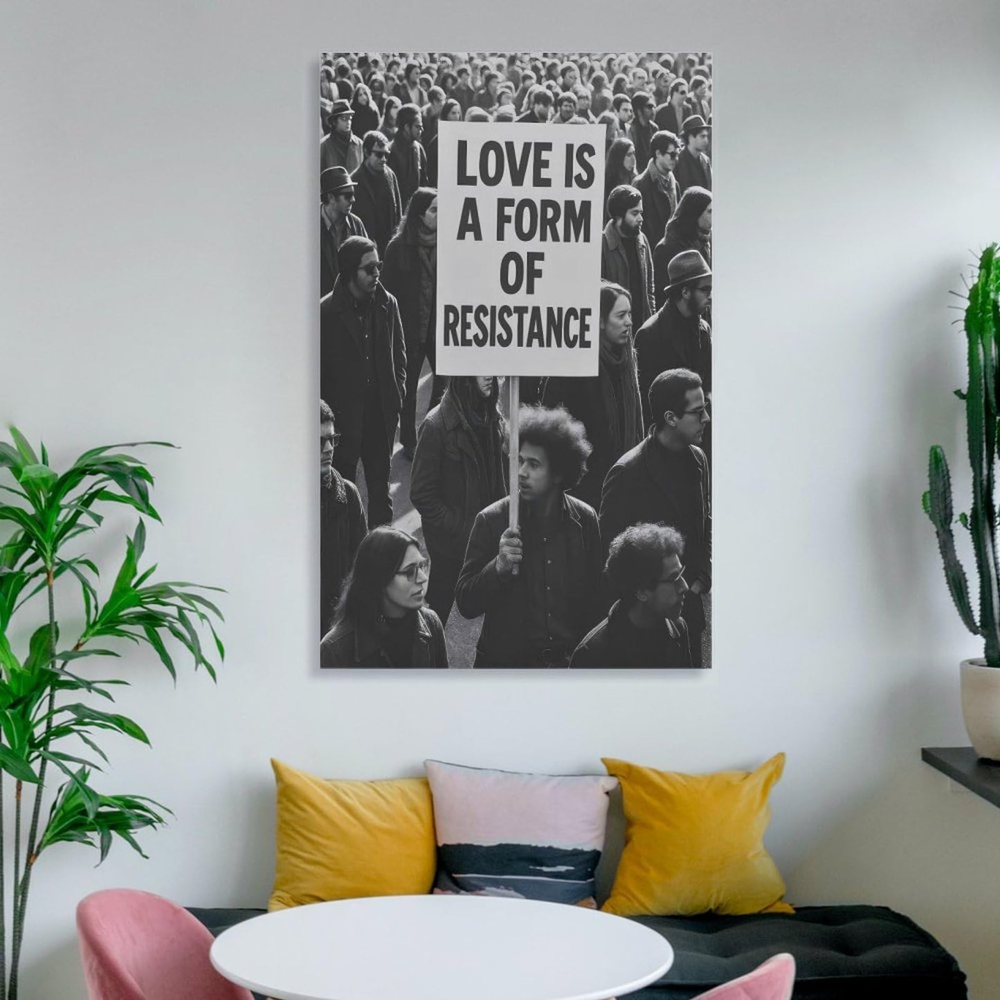 Love Is A Form of Resistance Protest Black And White Canvas Printing Wall Art Posters Prints Minimalist Scandinavian Equality Quote Wall Decor for Living Room Bedroom Office 12x18inch(30x45cm)