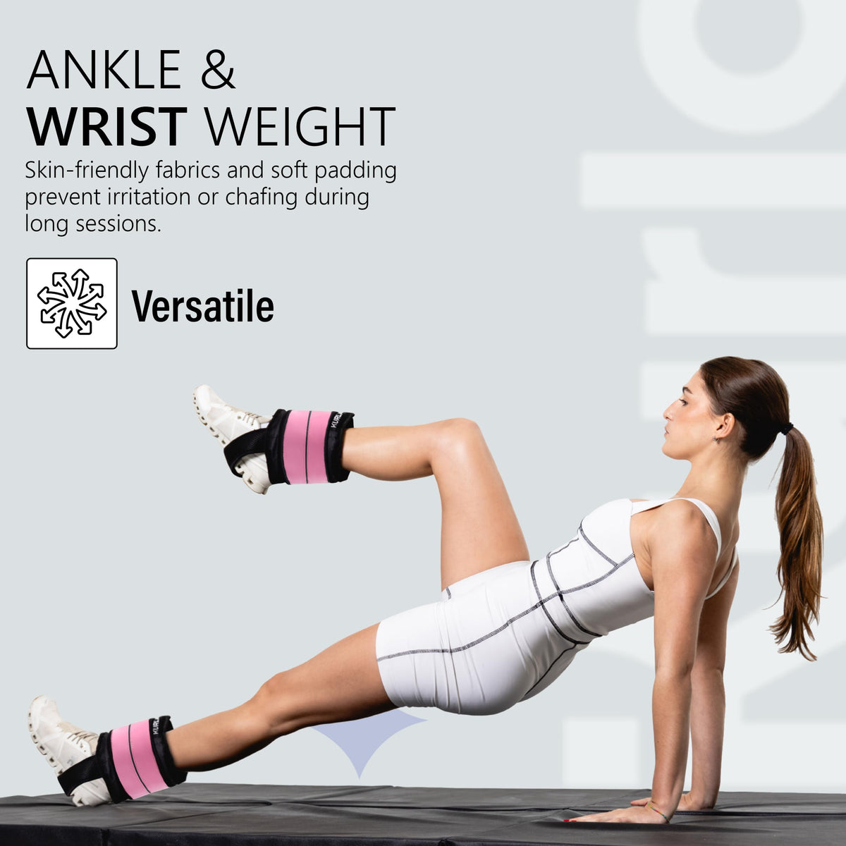Kurla 04 lb Adjustable Ankle & Wrist Weight with Heel Strap | Patented Design | Breathable Fabric | Ideal for Strength Training, Pilates, Rehab & Home Workouts | Pink – Pack of 2