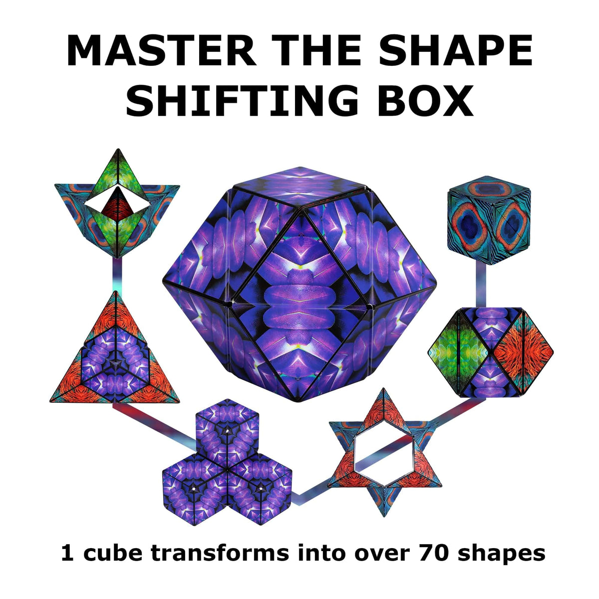 Shashibo Shape Shifting Box - Award-Winning STEM Fidget Toy with Ultra Strong Magnets - Puzzle Cube Transforms Into 100+ Shapes, Perfect Sensory Gift for Kids, Teens, and Adults (Wings)