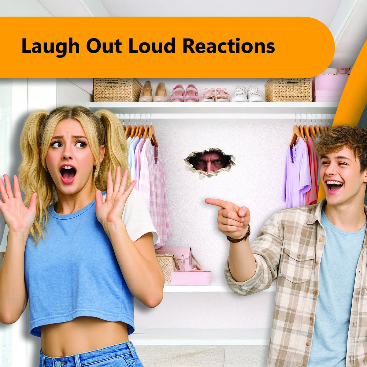 Creepy Hole-in-The-Wall Prank Stickers (5-Pack) – Reusable Peeking Face Wall Decals for Bathroom, Office & Dorm – Scary Fake Hole Gag Stickers for Pranks & Halloween Decor