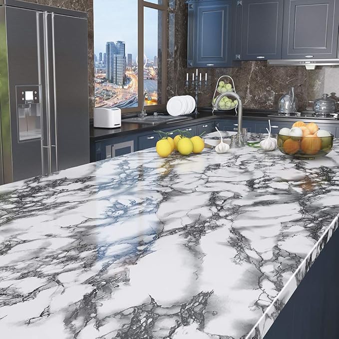 Livelynine 24 X394 Wide Marble Peel and Stick Wallpaper Kitchen Vinyl Wrap