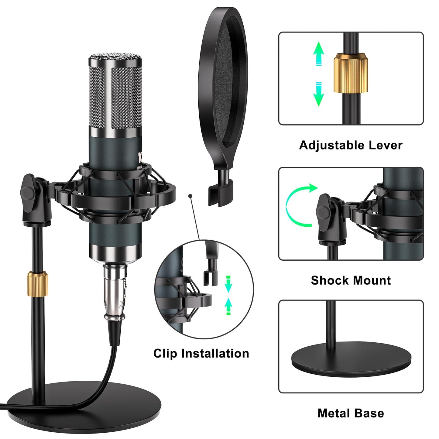 neculogy G10 Podcast Equipment Bundled with Audio Mixer Integrated Podcast Production Studio, Equipped with P15 Microphone, Used for Live Streaming, Podcast Recording PC,YouTube Recording