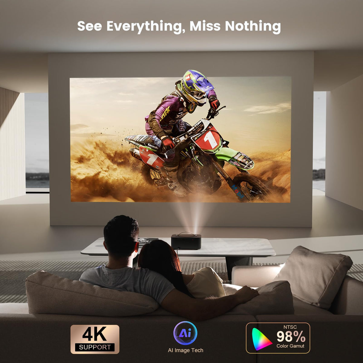 [Official Licensed APPs] Outdoor-Projector-4K with Wifi6 and Bluetooth, Smart TV OS & DoIby Audio, Portable Projector with YouTube/PrimeVideo, ONOAYO 1080P Proyector with 300'' Display