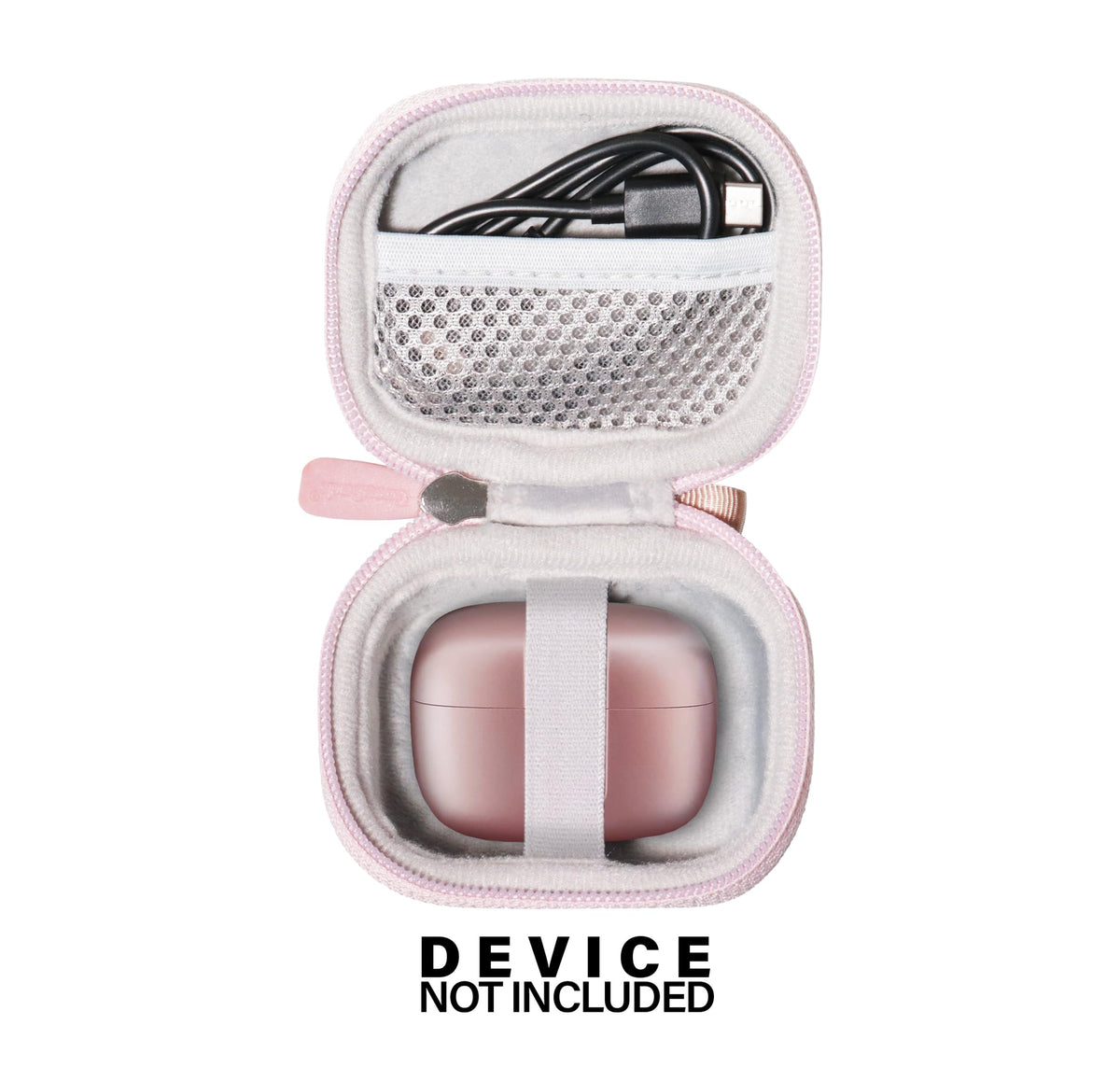 CaseSack Case for TAGRY X08 Bluetooth Headphones True Wireless Earbuds 60H, mesh Pocket for Charge Cable (Rose Gold)