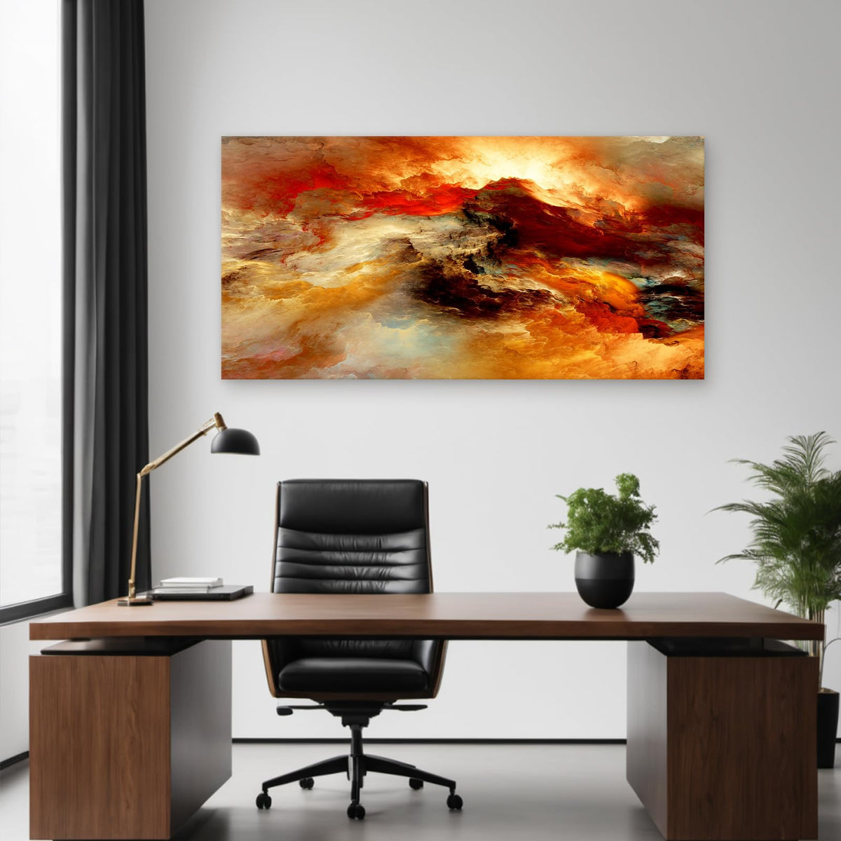 YYYYHPP YP0298 Abstract Wall Art Orange Flow Canvas Wall Art Framed Canvas Prints Painting Pictures Ready to Hang for Living Room Bedroom Kitchen Home and Office Wall Decor