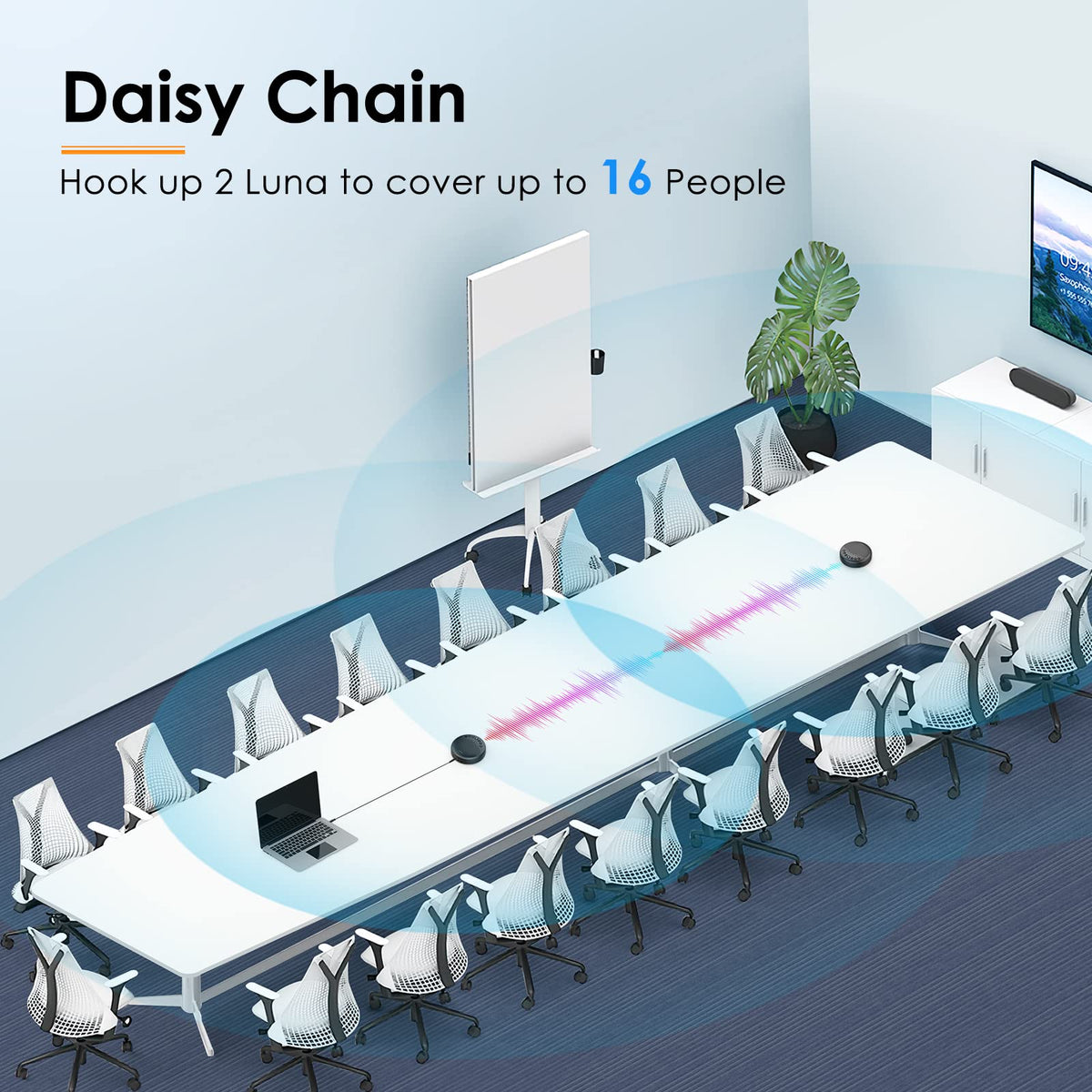 EMEET Conference Speaker and Microphone Luna 360° Voice Pickup w/Noise Reduction/Mute/Indicator USB Bluetooth Speakerphone w/Dongle for 8 People Daisy Chain for 16 Compatible with Leading Software