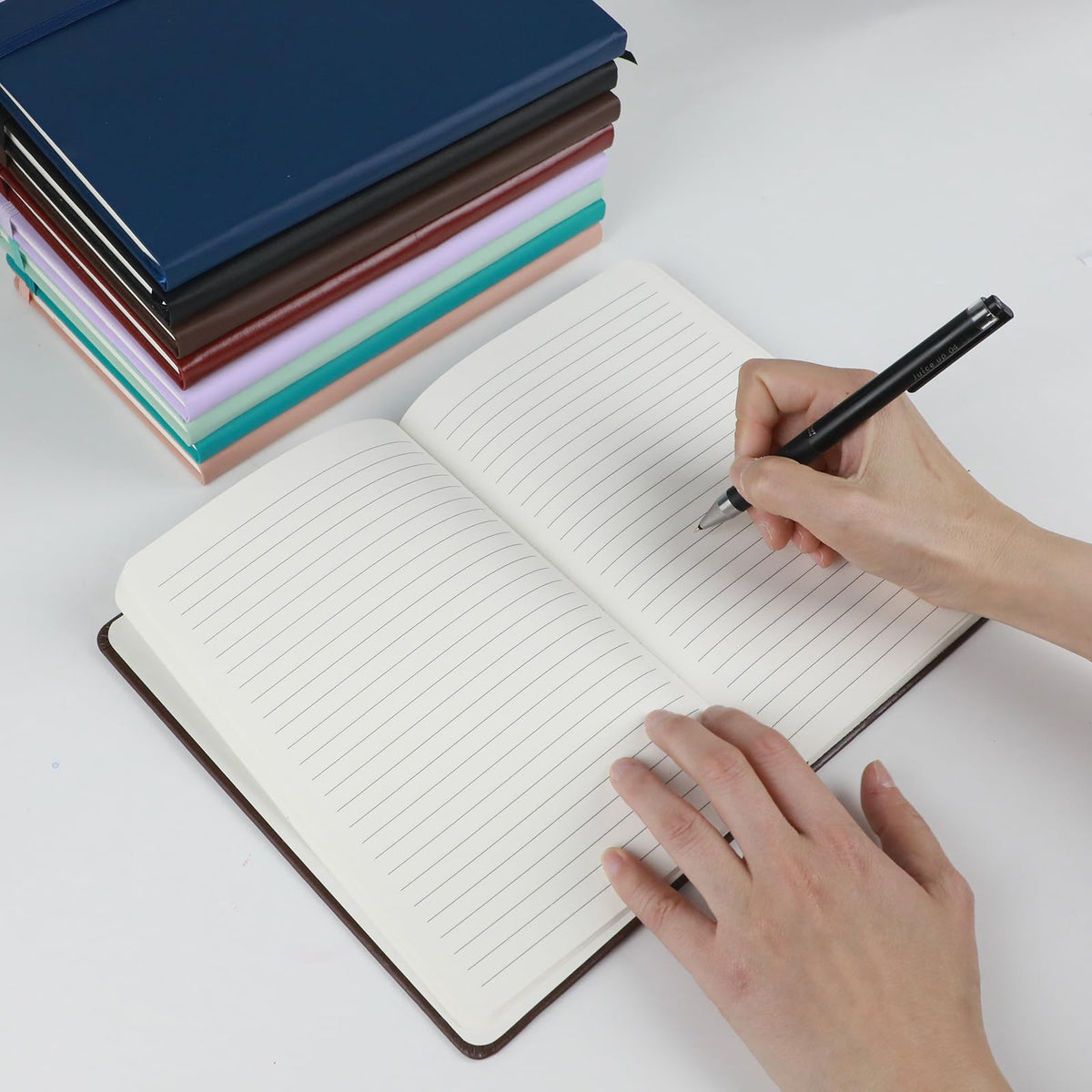 2Pack Lined Hardcover Journal Notebook, A5 192 Pages 100Gsm Thick Paper College Ruled for School,Note Taking,Work,Diary，5.7''*8.3'',Black