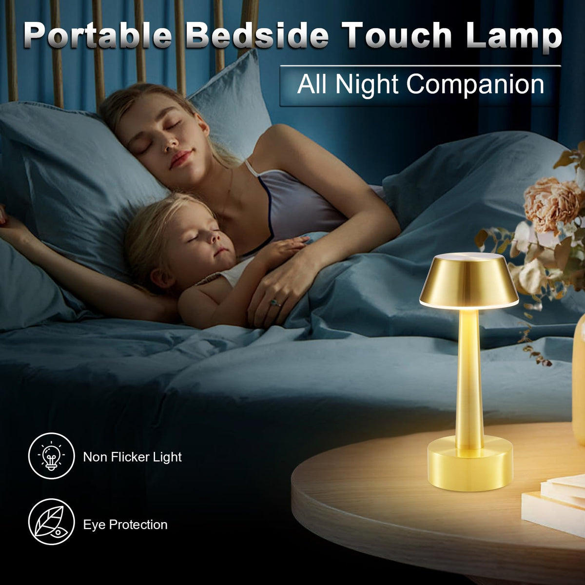 2 Pack Small Cordless Table Lamp, Battery Operated Gold Lamp for Restaurant Dinner Table, Rechargeable 3-Way Dimmable Touch Light Portable Metal Night Light for Bedside Dining Room Patio Bar Outdoor