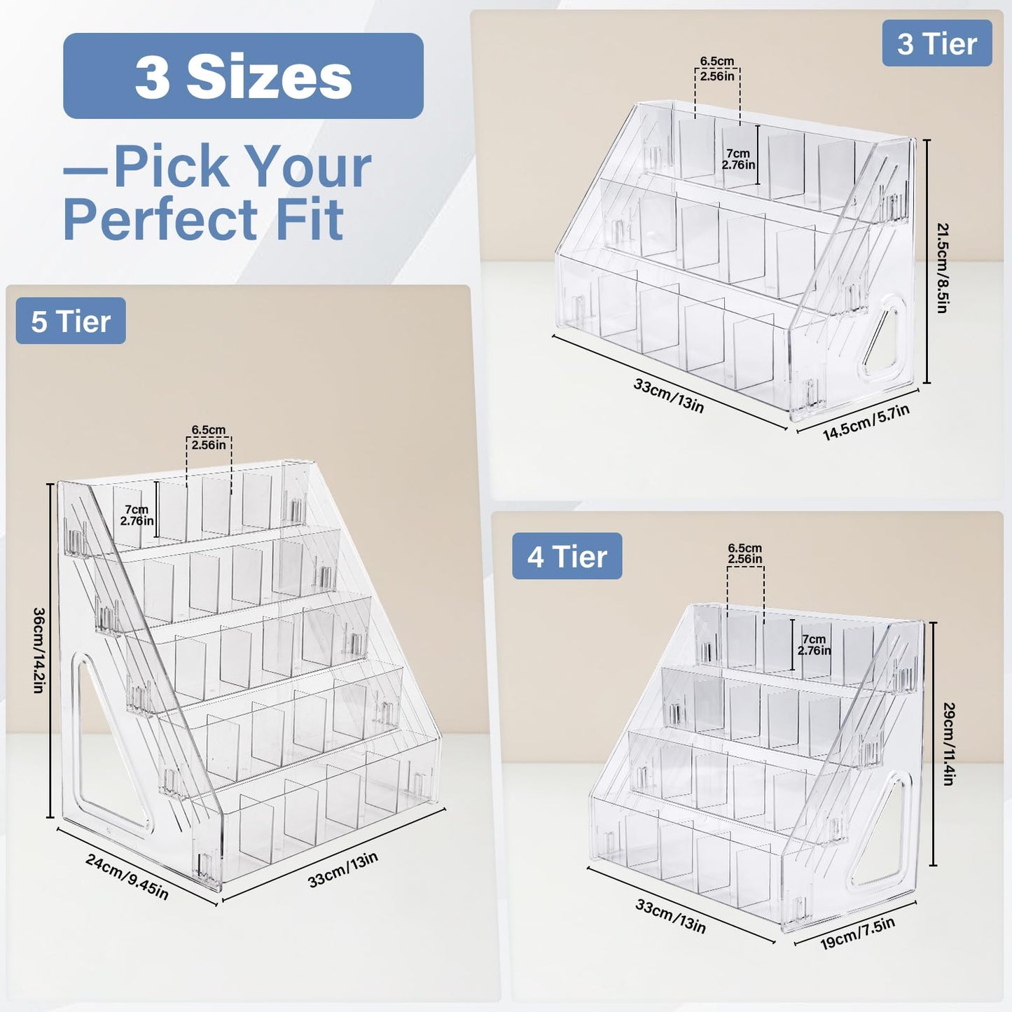 CELSOL Acrylic Pen Holder – 3 Tier 15 Compartments Vertical Storage for Markers, Pens & Art Supplies – Clear Desk Organizer for Home, School & Office – Ideal for Space-Saving & Desk Organization