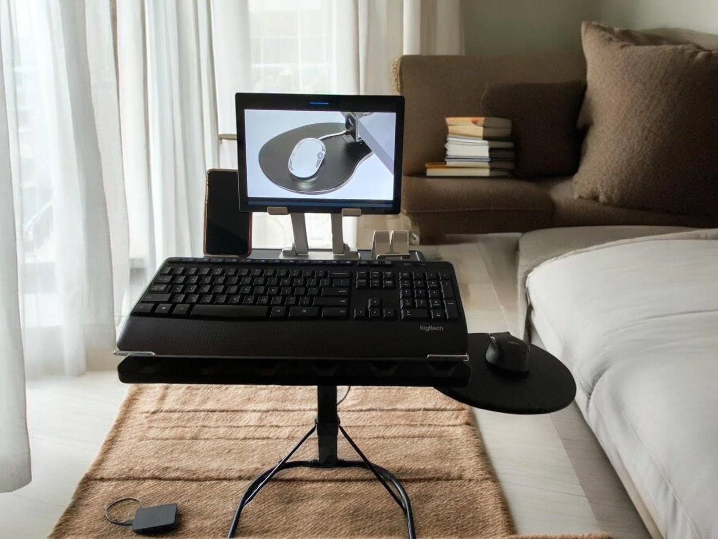 MAX SMART Clamp on Mouse Platform, Clip on Mouse Pad, Rotating 360, Easy Slide Out Tray, Suitable Up to for 1.5" Thickness Desk, for Home, Office to Save Space (Black)