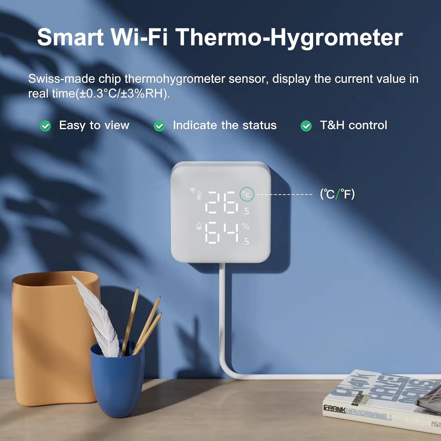 WOOX Smart Air Conditioner & Heater Pump Controller, WiFi IR Remote Control for Mini Split AC, Portable & Window AC, Temperature and Humidity Automation Controllers, Compatible with Alexa/Google