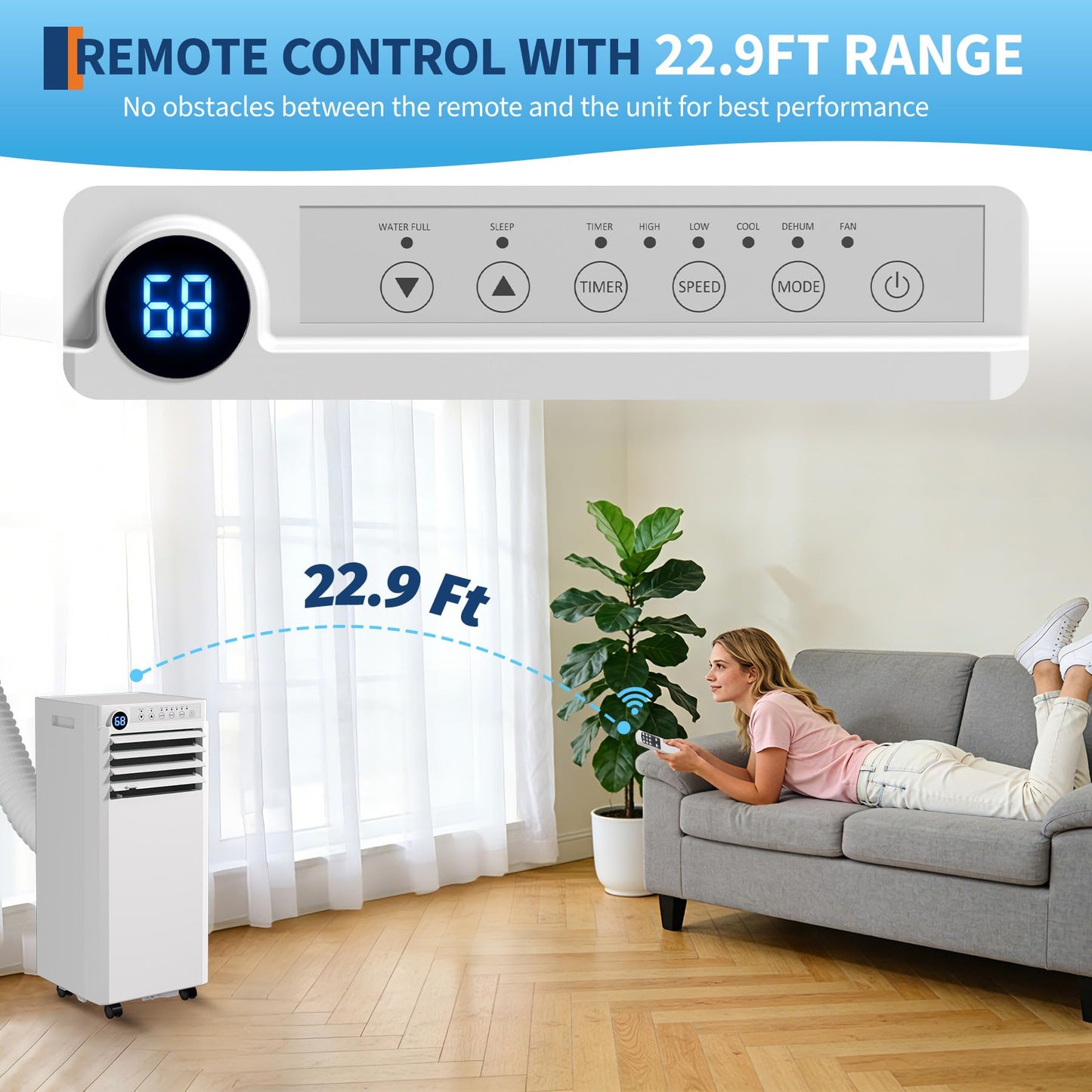 Portable Air Conditioner, 8000 BTU Small Portable AC Unit for Rooms to 350 Sq. Ft. with Cooling, Dehumidifier & Fan Modes, Remote Control, LED Display, 24H Timer, Window Kit, for Bedroom, Office, Dorm