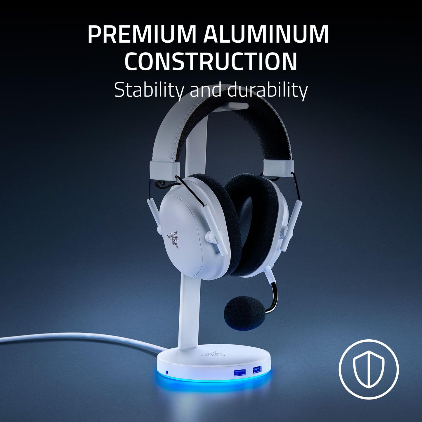 Razer Base Station V2 Chroma Headphone Headset Stand Holder: Chroma RGB Lighting - Taller Stand & Anti-Slip Ledge - USB Charging Ports - Anti-Slip Rubber Base - 3.5mm Port + Built-in DAC - Black