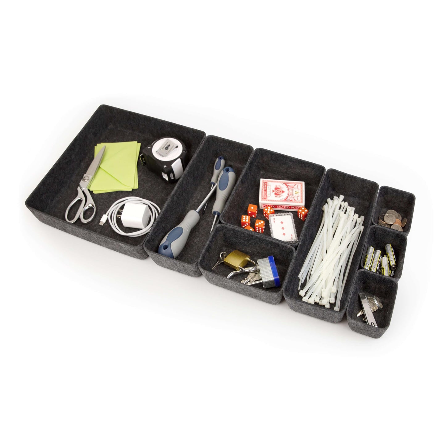 Three by Three Seattle Felt·Like·It! Felt Bins for Office, Crafts, Classroom, Living Room, Bedroom: Charcoal, Set of 8