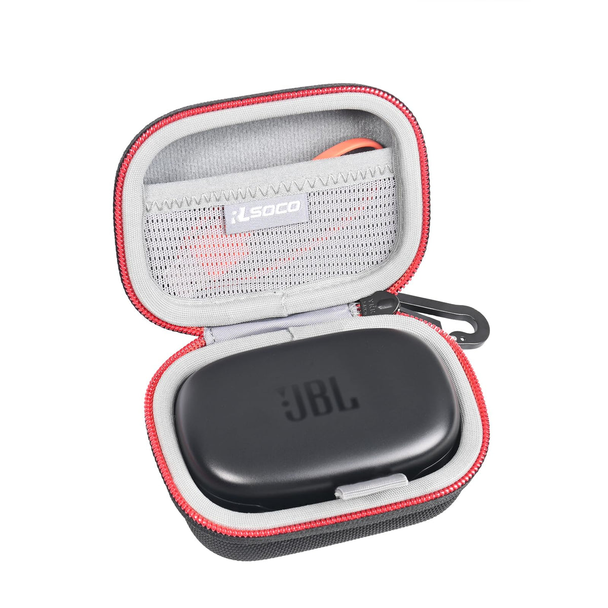 RLSOCO Hard Case for JBL Endurance Peak 3 Dust and Water Proof (IP68) True Wireless Active Earbuds | Storage Pouch with Sturdy Metal Hook | Compact Design with YKK Zipper (Case Only)