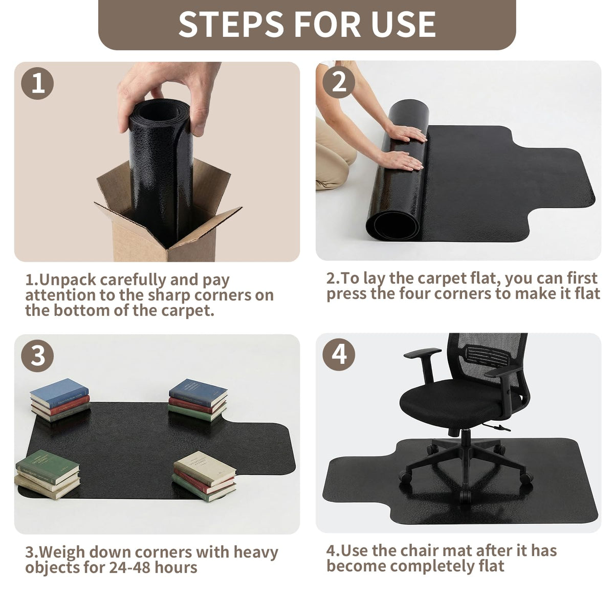 Office Chair Mat for Low Pile Carpeted Floors with Lip, 36" x 48" Plastic Floor mat for Desk Chair on Carpet,Easy Glide Carpet Protector Mat for Computer Chairs,Rolling Chairs,Home,Office (36*48 inch)