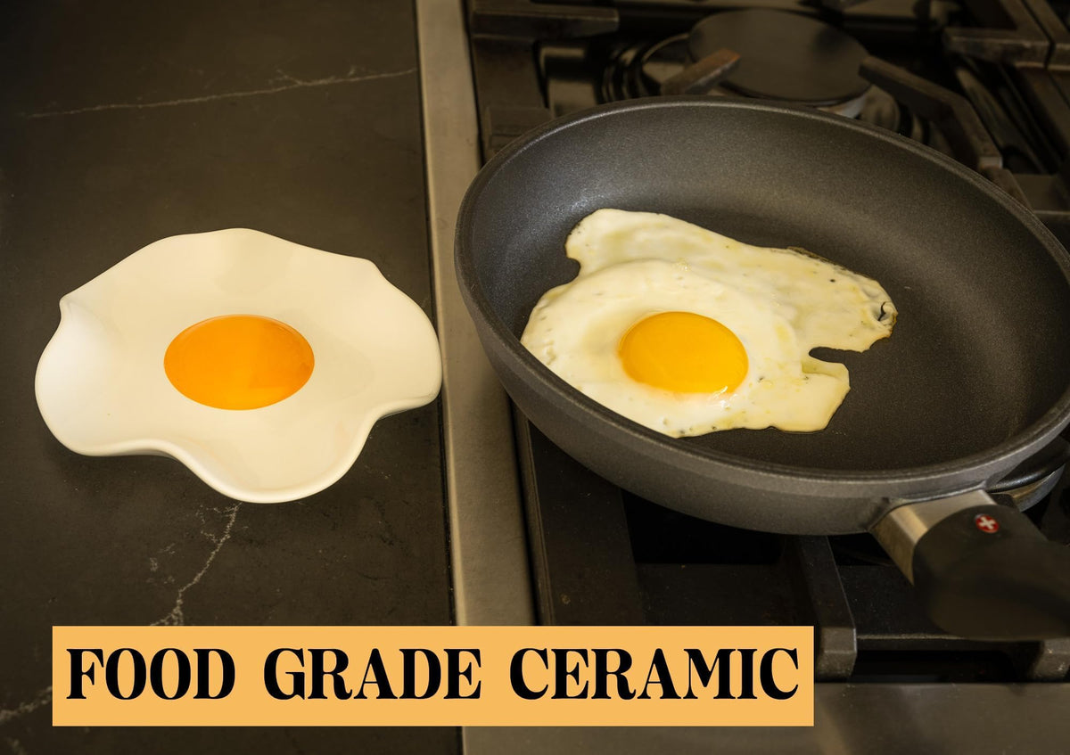 Fried Egg Ceramic Spoon Rest for stove top and kitchen counter | Large and Dishwasher-Safe Sponge holder | Home & kitchen decor | Kitchen Gifts for women | House warming gifts new home
