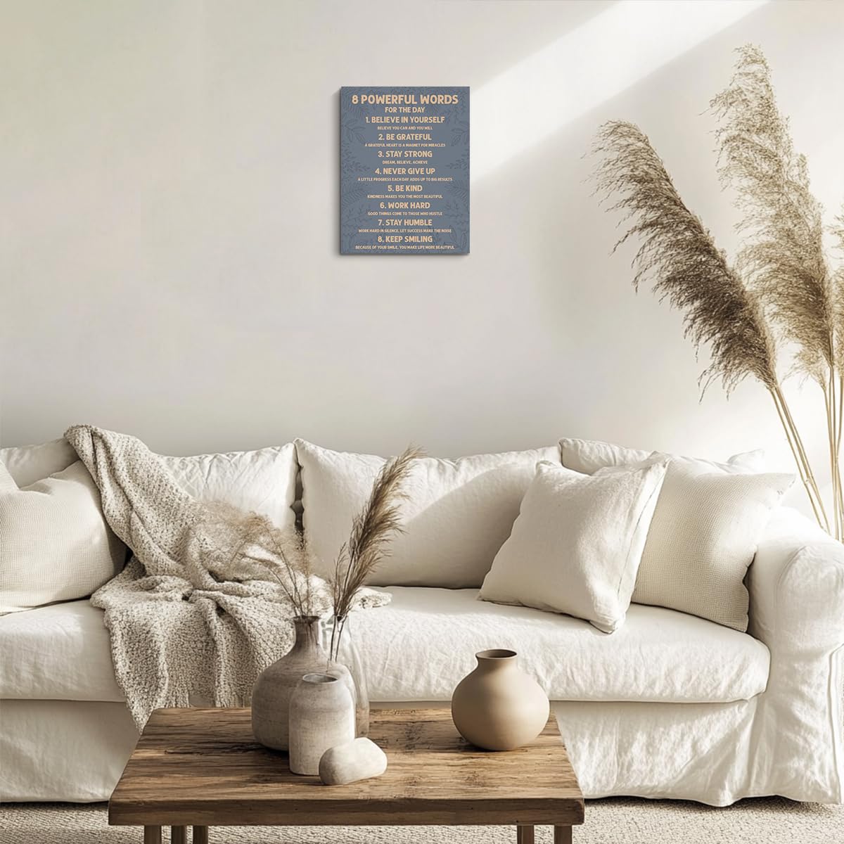 Inspirational Motivational Posters 8 Powerful Words Motivational Quotes Poster Print Phrase Wall Art Positive Quotes, Positive Affirmations Wall Art Decor for Bedroom Office Classroom Study Gym Room